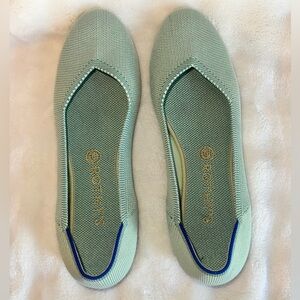 Rothy's Size 10.5 Women's Round Toe Ballet Flats Washable w/ Inserts Mint Green